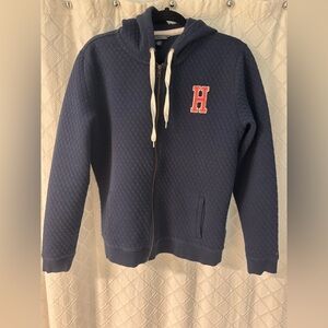 Tommy Hilfiger Navy Quilted Jacket with Cream Accents